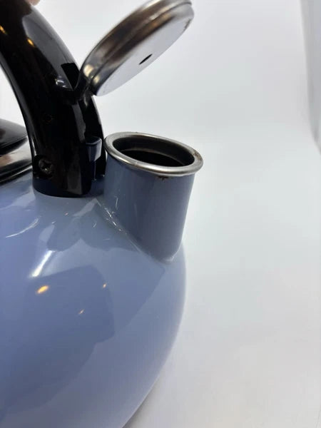 Whistling Tea Kettle Light Blue Enamel Teapot 2 Qt.