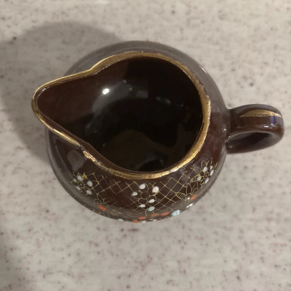 Vintage Japanese Creamer & Teapot Enamel Hand Painted