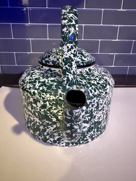 Vintage Green and White Splatter Enamel Coffee/Tea Pot