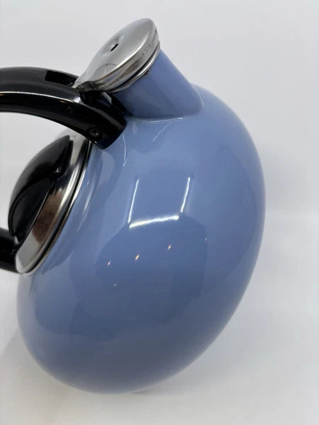 Whistling Tea Kettle Light Blue Enamel Teapot 2 Qt.