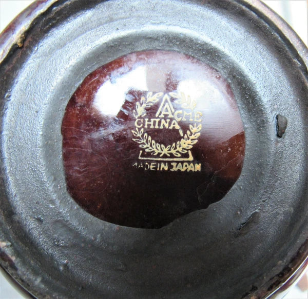 JAPAN REDWARE MORIAGE ENAMEL TEAPOT CREAMER, SUGAR CHOCOLATE GOLD