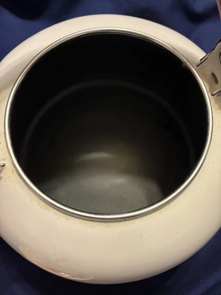 Vintage Enamel 8 Cup Teapot Kettle W/Flower Pattern