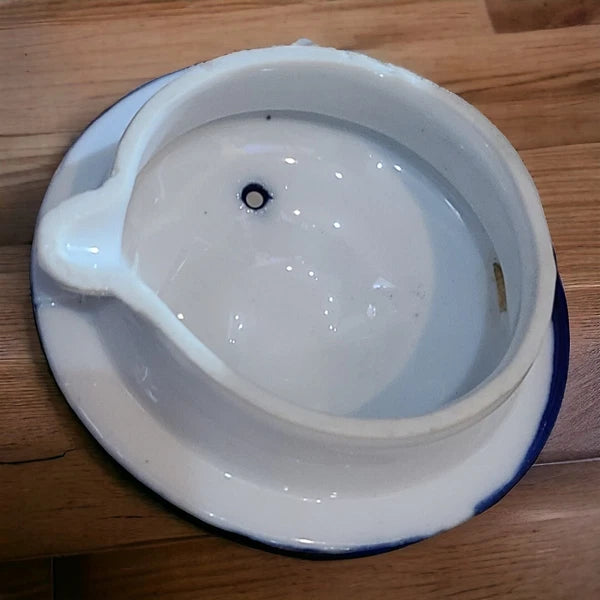 Vtg Seiei & Co Cobalt Blue Hand Painted Floral Blossom Enamel Teapot Japan