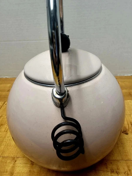 Vtg Kamenstein Pig Teapot Pink Enamel W/ TAIL Anamorphic Cute Whimsy Collectibl