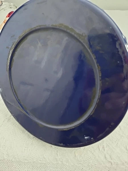 Vintage Dark Blue Enamelware Tea Pot Whistle Spout Brewing Classic