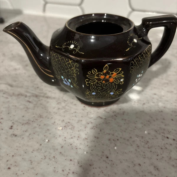 Vintage Japanese Creamer & Teapot Enamel Hand Painted