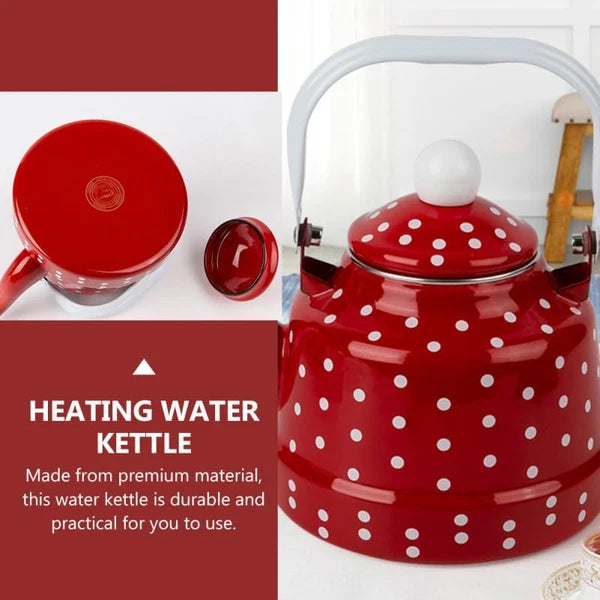 Enamel Tea Kettle - Stovetop Teapot with Handle, 1.1 Quart Fast Heating Hot Wate