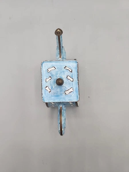 Vintage Enamel on Brass Miniature Teapot Hound Dog Bone Dog Lover Rescue 5x2"