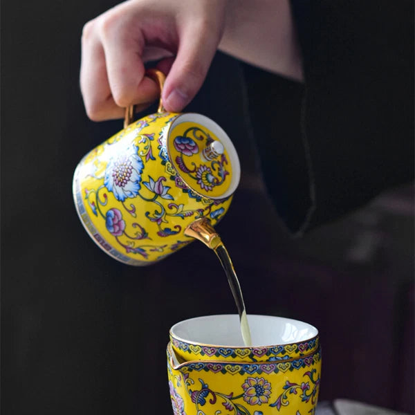 Tea Pot Mat Color Enamel Craft Floral Relief Handmade Master Pot Porcelain Pot