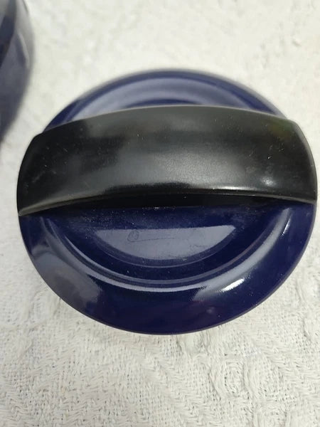 Vintage Dark Blue Enamelware Tea Pot Whistle Spout Brewing Classic