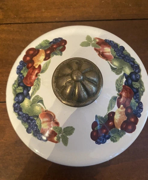 VINTAGE Teapot Kettle REGENCY ENAMEL WARE Stovetop Kitchen FRUIT