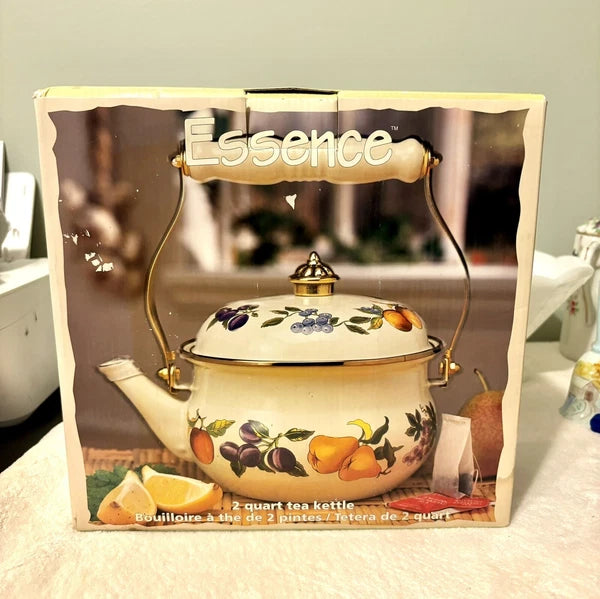 Vintage TABLETOPS UNLIMITED Enamelware Teapot Essence Made In Thailand