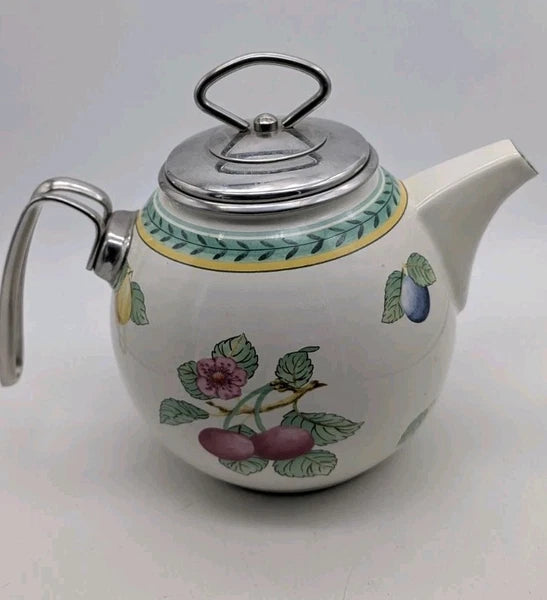 Villeroy & Boch French Garden Fleurence Enamel Tea Pot w/ Lid Pristine Cherries