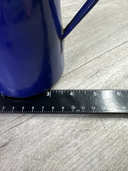 Vintage Chipped Enamel Tea Pot Blue Made In Austria H & C Double Headed Eagle