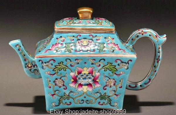 6.3'' Old Qing Yongzheng Enamel Colour Porcelain Gilt Pattern Teakettle Teapot
