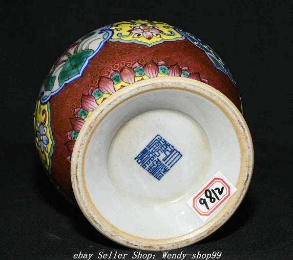 8" Qianlong Colour Enamel Porcelain Gilt Dragon Qilin Lotus Wine Tea Pot Flagon