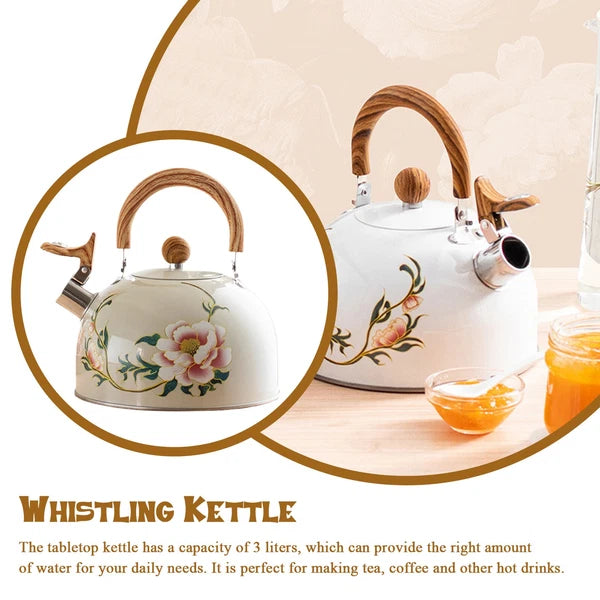 Floral Enamel Tea Kettle Vintage Teapot 3L Floral Teapot With Handle Tea Kettle