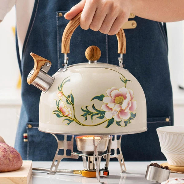 Floral Enamel Tea Kettle Vintage Teapot 3L Floral Teapot With Handle Tea Kettle