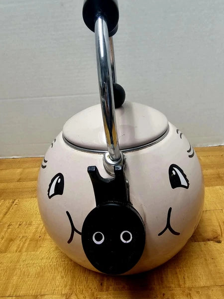 Vtg Kamenstein Pig Teapot Pink Enamel W/ TAIL Anamorphic Cute Whimsy Collectibl