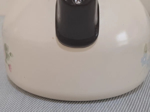 Vtg Pfaltzgraff Tea Rose Pink Floral Metal Enamel Tea Kettle Teapot