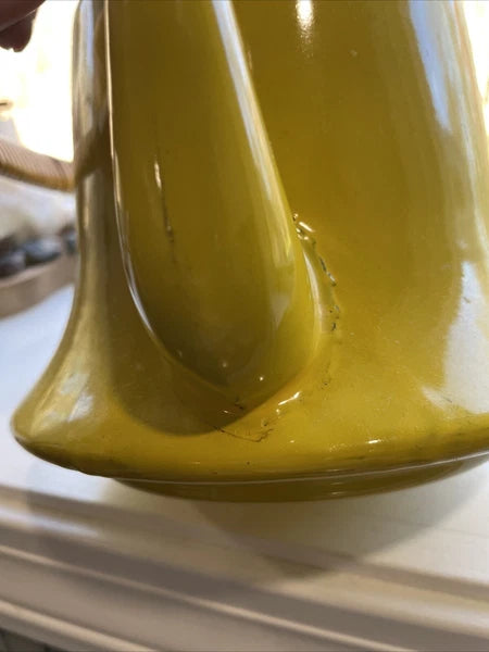 Vintage Enamelware Yellow With Black Trim Tea Pot Kettle Japan