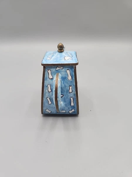 Vintage Enamel on Brass Miniature Teapot Hound Dog Bone Dog Lover Rescue 5x2"