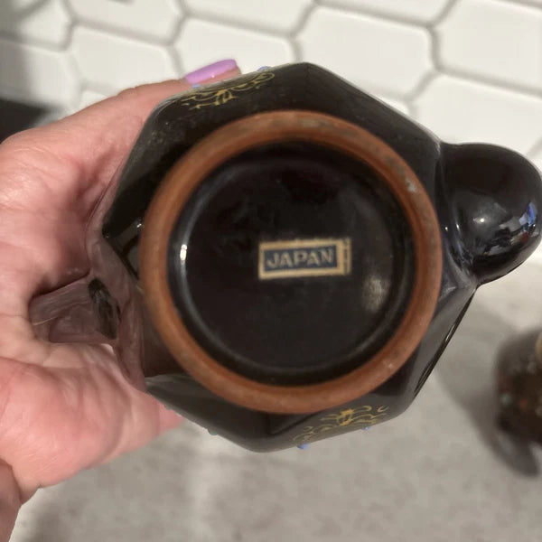 Vintage Japanese Creamer & Teapot Enamel Hand Painted