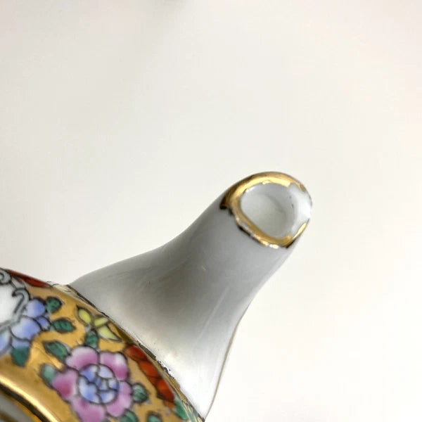 Vintage Yi Xing Company Enamel Porcelains Colored Ceramic Teapot And Tray Set