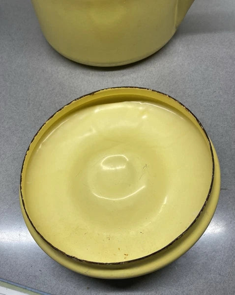 Vintage Yellow & Black Enamel Ware Teapot