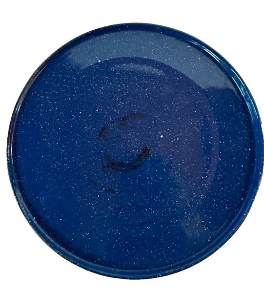 Vtg Blue w-White Speckled Enamelware Teapot Kettle w-Wire Wrap Coil Handle